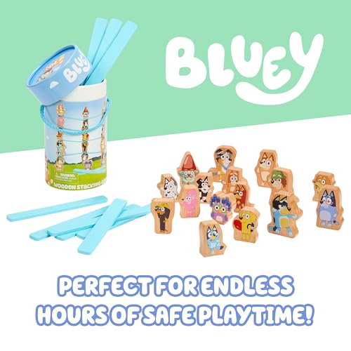 Image of Bluey Stacking Game, Spin & Balance 15 Character Pieces