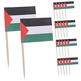 UTHCLO パレスチナ国旗ピック 100個セット 旗竿形状 フルーツケーキデザートデコレーション 食品装飾用 つまようじ型ピック パーティーデザートトッパー ホテル バー用