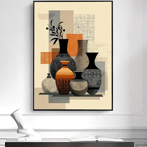 Affiche abstraite de vase en céramique moderne 70x100 cm avec cadre - 2