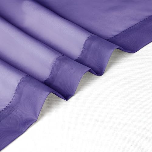 Image of Chyhomenyc Sheer Curtains 36 inch Length 2 Panels, Light Filtering Voile Rod Pocket Short Window Sheer Curtians for Bathroom Living Room, 2PCS, Purple