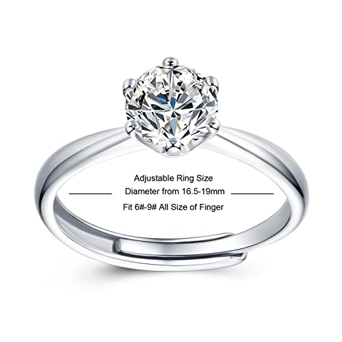 Atylyk 1 Carat Moissanite Adjustable Engagement Ring Wedding Promise 925 Sterling Silver Solitaire Rings for Women3