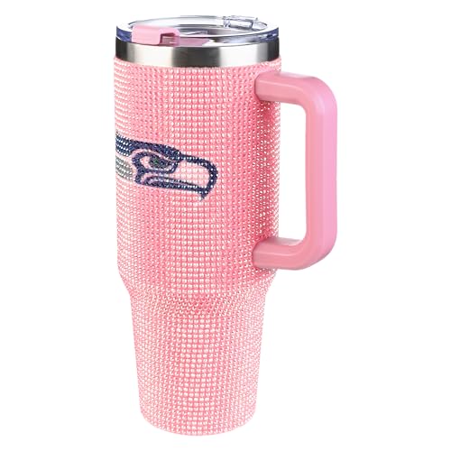 Image of The Memory Company Officially Licensed 40oz Pink Bling Game Day Tumbler, Seattle Seahawks