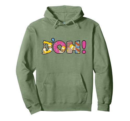 Image of The Simpsons Homer Simpson Beer and Donuts Letters D’OH! Pullover Hoodie, Adult Unisex, Sage Green, Medium