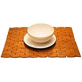 HANKEY Bamboo Place Mats, Dining Mat, Decoration for Table, Heat Insulation Hexagon Natural Color Set of 4 Eco-Friendly