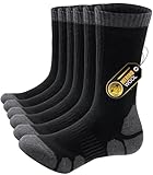 PULIOU Merino Socken Herren Damen Thermosocken Wandersocken Outdoor & Trekking-Socken, Anti-Blasen, Gepolstert Arbeitssocken Wintersocken,Schwarz 43-46
