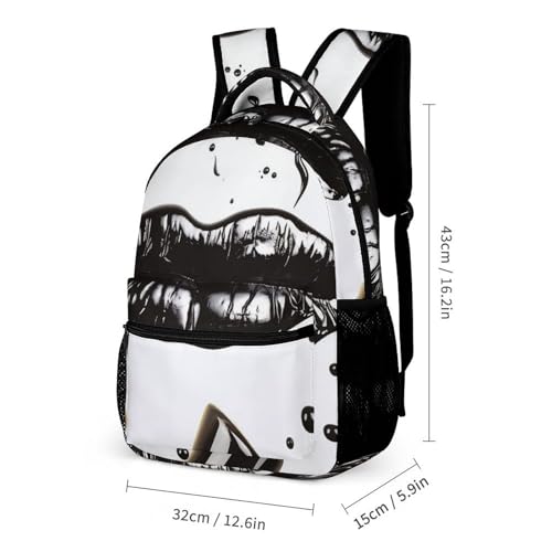 Cool Black Lipstick Lips Backpack Set Lightweight Bag Lunch Box Pencil Bags for Women Men Bookbags 3 in 12