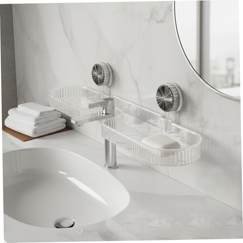 Support de douche transparent à ventouse étagère de rangement murale sans perçage - 8