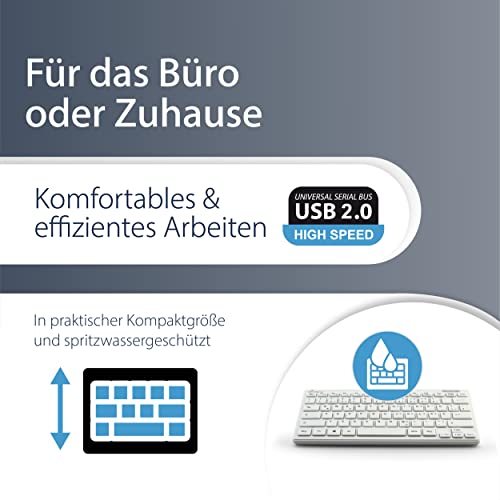 MediaRange: Tastatur Funk QWERTZ (DE/AT), 1,8m Kabel kompakt, Weiß – Ansicht 3