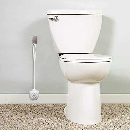 Toilet Brush White Soft Bristle Long Handle Toilet Brush and Holder Eco Plastic Toilet Bowl Brush Cleaner -14.17 inch Handle Length (4 Pack) - Image 2