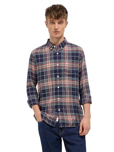 Image of THE BEAR HOUSE Men's Blue Slim Fit Tartan Check Cotton Casual Shirt