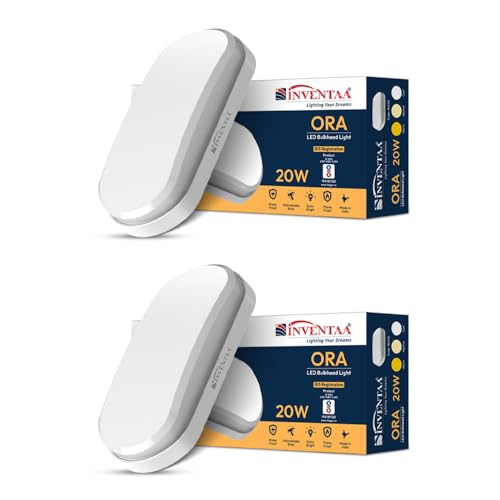 Image of INVENTAA ORA 20W Outdoor Lights Waterproof for Wall Light (2 Pack) Balcony Lights for Wall Out Door Lighting | Bulkhead Light Outdoor Wall Waterproof Light for Outdoor Wall Lamp Led (Warm White)