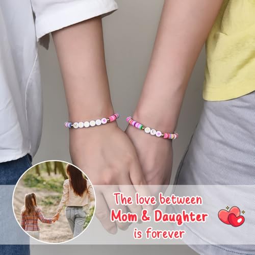 First Day of School Kindergarten Preschool Gifts for Girls, Mommy and Me Matching Bracelets Set, Back to School Gifts for Daughter from Mom4