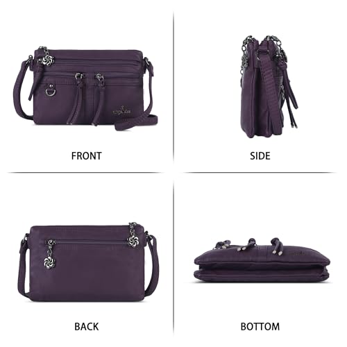 Image of Angel Kiss Small Crossbody Bag for Women Leather Crossbody Purse Triple Compartments Cell Phone Purse Shoulder Bags for Women