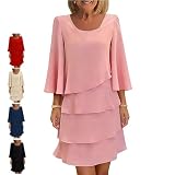 Cómodo cuello redondo: el elegante vestido de mujer con mangas de volantes en capas cuenta con un clásico cuello redondo que ofrece un ajuste ceñido pero sin oprimir. Es fácil de poner y quitar, con una excelente transpirabilidad para mantenerte cómoda desde la mañana hasta la noche, sin sensación de agobio incluso durante largos periodos de uso