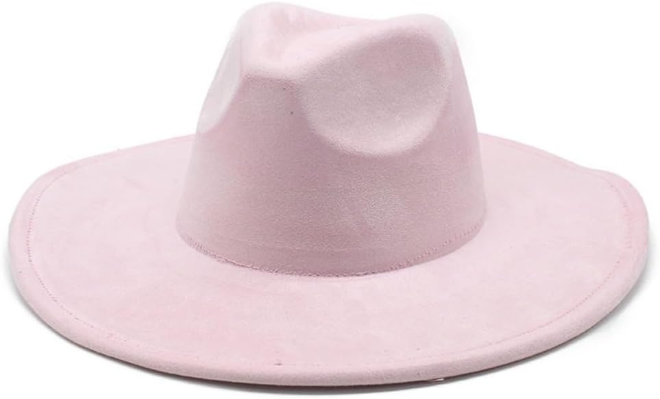 Western Style Suede Fedora Hat, Brown Wide Brim Cowboy Hat