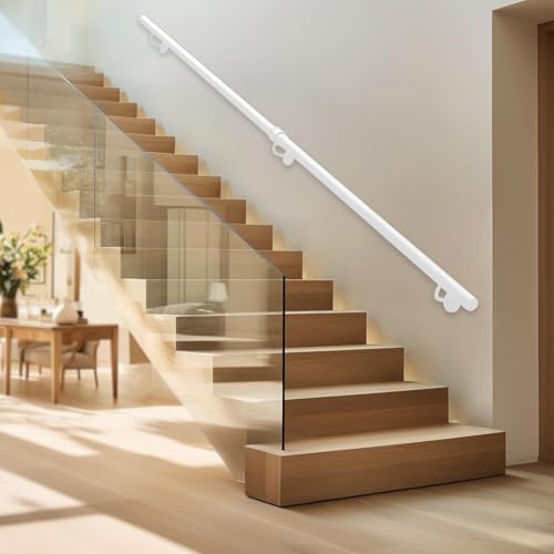 Pasamanos de escalera de pared con soportes, Barandilla de escalera de tubo industrial de hierro galvanizado antideslizante para interior y exterior, Pasamanos decorativos para el hogar(120cm)