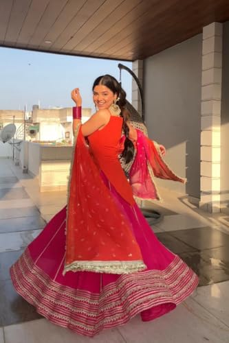 RANGPOSHAK orange georgette lehenga choli – image 4