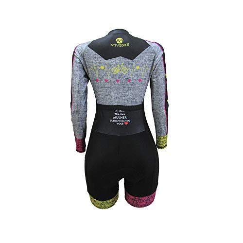 MACAQUINHO CICLISMO FEM. BATIMENTOS (MANGA LONGA) - CINZA M