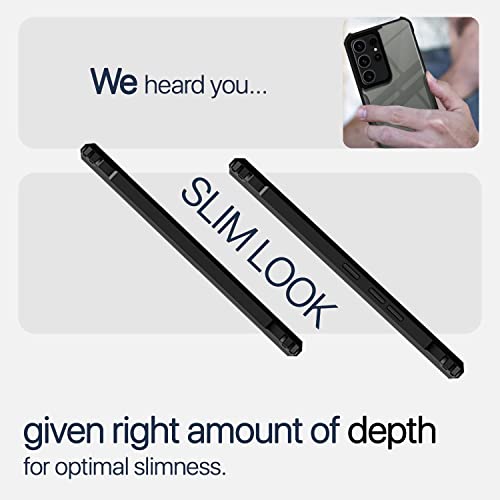 Image of Pikkme Back Cover for Samsung Galaxy S23 Ultra 5G | Ultra Hybrid Shockproof Case | Full Camera Protection | Raised Edges | Clear Transparent Bumper Case (Black)