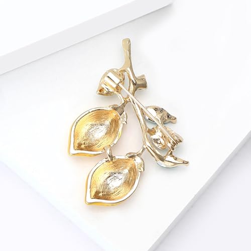 Image of Enamel Fruit Brooch for Women Rhinestones Fruit Lapel Pin Elegant Fruit Brooches Jewelry Gift, Perfect for Dresses Hat Bag