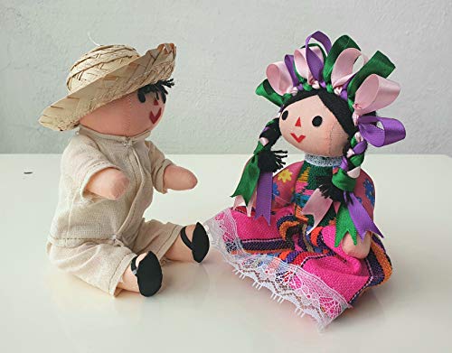 Muñecos artesanales mexicanos de trapo, 7 pulgadas miniatura 2