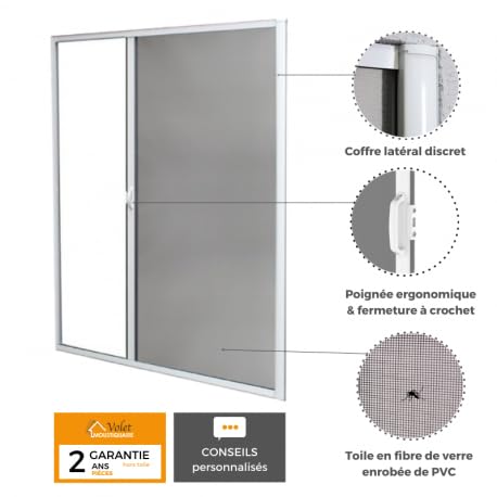 Moustiquaire Enroulable Latérale Alu H220 cm x L130 cm Blanc