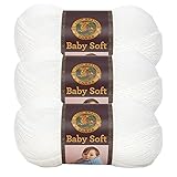 (3 Pack) Lion Brand Yarn Babysoft Baby Yarn Yarn, Baby White Pompadour