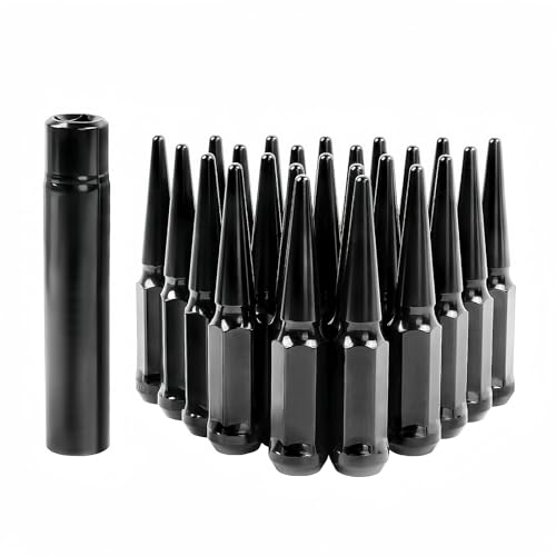 M14x1.5 Spike Lug Nuts 20pcs Black Lug Nuts Compatible with Camaro Corvette Impala