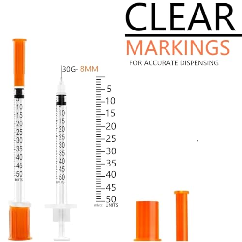 Image of 1 /2ml 30G 5 /16 Inch Measuring Syringes Lab Supplies, Individually Sealed Wrapped - Pack of 20