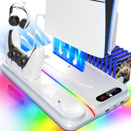 PS5 Kühlstation für PS5/PS5 Slim PS5 pro Disc Digital Console, PS5-Kühlständer PS5...