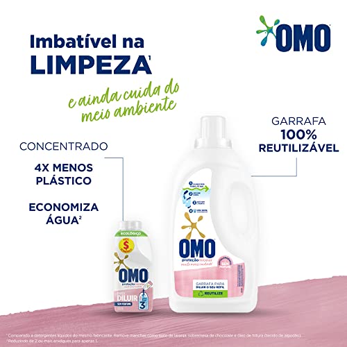 Kit Garrafa Para Diluição + Sabão Líquido Refil Omo Cuidado Intensivo 500ml