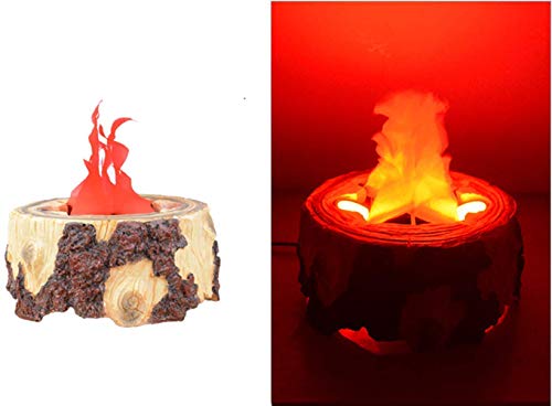 Medieval Style LED Fake Flame Light, 3D Flickering Fire Flame Electronic Flame Night Light Prop Simulated Flame Lamp Prop for Halloween Christmas Indoor Party Decoration (Resin Flame Lamp)
