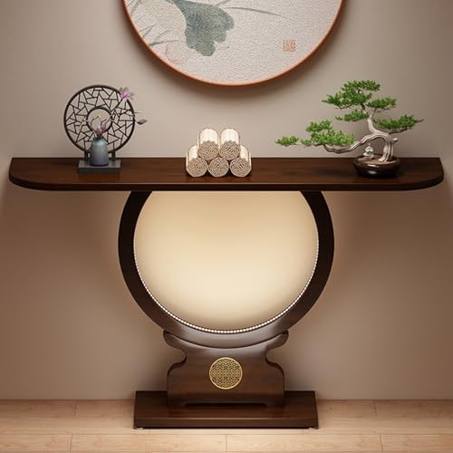 Mesa consola con brillo LED de bambú sólido prémium e incrustaciones decorativas 3