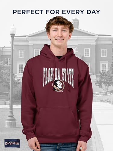 Image of JanSport NCAA Officially Licensed Rival Hoodie, Long Sleeve Unisex Sweatshirt, Cotton-Polyester Blend, Double-Layered Hood