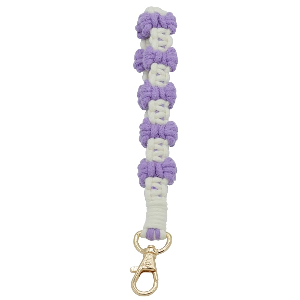 Moydolo Boho Macrame Cute Butterfly Wristlet Key Chain Ring Handmade Keychain Bracelet Wrist Lanyard for Women Girls