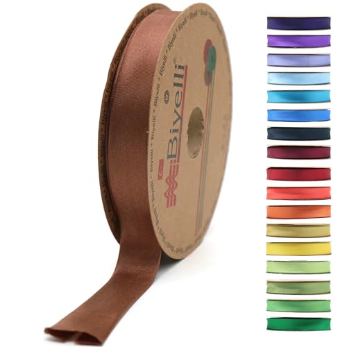 Image of Fold Satin Bias Tape - 99+ Colors - 3 /4 Inches Wide - 27 Yards - Fold Satin Binding Bias Ribbon Fabric Piping Bias Binding Tape for Sewing Clothing DIY (47. Toast Brown) BYS47
