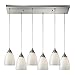 Elk 416-6RC-WS 30 by 9-Inch Arco Baleno 6 White Swirl Glass Shade, Satin Nickel Finish Pendant Light