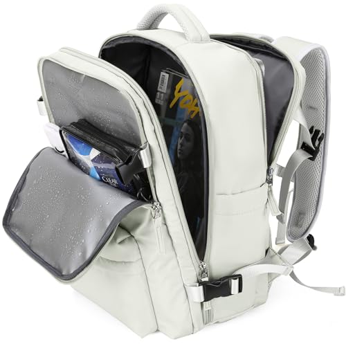 Mochila de viagem grande feminina, mochila de transporte, mochila de caminhada impermeável esportiva mochila para laptop escolar, C3 - lua, branco, Large-L, Mochila de viagem