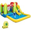 Costzon Inflatable Water Slide, 12 x9FT Kids Water Park Jump Castle Wet Dry with Splash Pool, Water Slides Inflatables for Kids Backyard Party, Blow up Outdoor Water Slide Bounce House with Blower