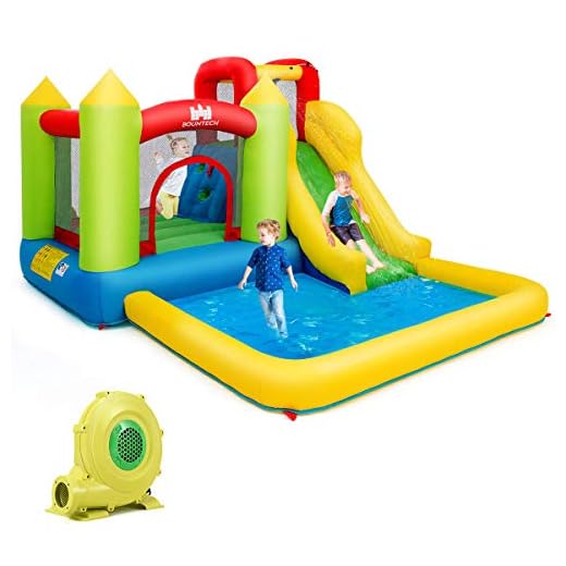 Costzon Inflatable Water Slide, Water Bounce House with Slide Wet Dry Combo for Kids Indoor Outdoor Fun with Jump Area, 480w Blower, Splash Pool, Waterslides Inflatable for Kids Backyard Party Gifts