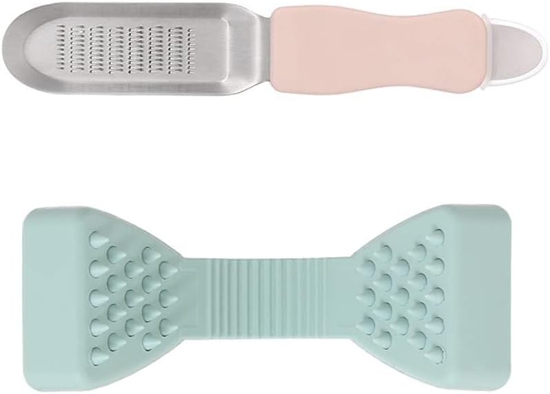 High Effective Garlic Press ，Multi-Function Grinder, Food Masher, Silicone Hand Guard, Stainless/Manual/Food Safety, Kitchen Tools, 2-Piece Set, Can Grind Garlic and Fruit Puree/Scraping/Baby Solid Fo