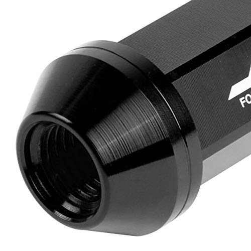 Image of J2 Engineering 7075 Aluminum Black M12 x 1.5 20Pcs L: 50mm Close-End Lug Nuts w /Adapter