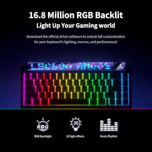 Image of x Aula AMG65 Mechanical Gaming Keyboard with Dual Screen, 65% Wireless Small Custom Keyboard RGB, Bluetooth /2.4G /Wired, Rapid Trigger, Hot Swappable for Windows Laptop PC Mac - Purple