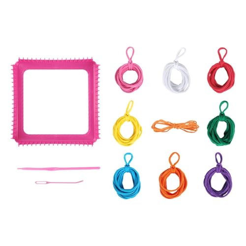 Tachiuwa Weaving Loom Kit Knitting Ring Frame DIY Craft Toy Creative Looming with Elastic Rope for Scarf Coaster Kids Tote Bag Girls, Style A
