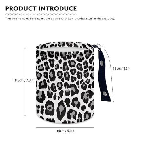 Image of Leopard Print Design Car Garbage Can Small Trash Can with Leak Proof Inside Liner and Hanging Strap Car Organizer Portable Cars Essentials