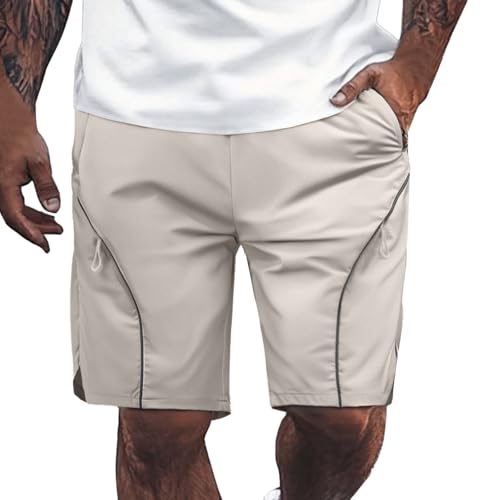 Short homme bermuda de sport décontracté gris en coton matelassé avec fermeture éclair pratique