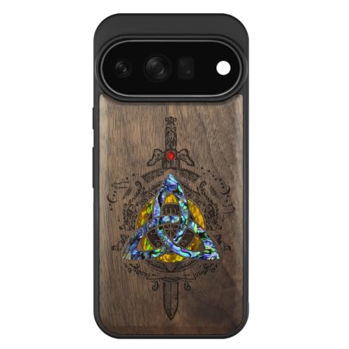 Coque Pixel 11 Pro noyer au quotidien, étui en bois magnétique pour chargeur sans fil