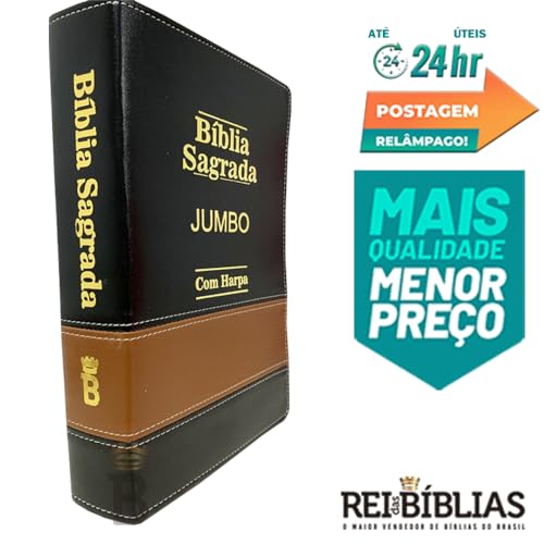 Generic, Bíblia Sagrada Letra Jumbo - LUXO Bicolor - Preta e Caramelo