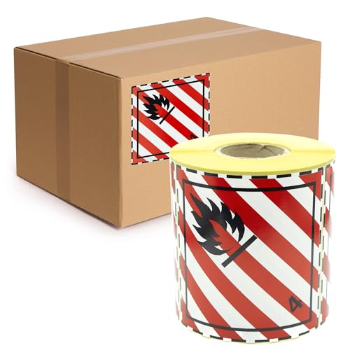 Gefahrgutetiketten Klasse 4.1 – 500 Stück – 100 × 100 mm – ADR-Aufkleber – selbstklebende Transportetiketten