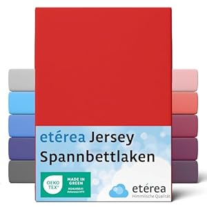 ETÉREA Drap Housse Jersey 180x200cm – 200×200 [100% Coton] qualité de Marque 180x200cm – 200×200 – Bonnet de 25cm – Bed Sheets Cover – Drap-Housse en Coton élastique – Certifié OEKOTEX – Rouge